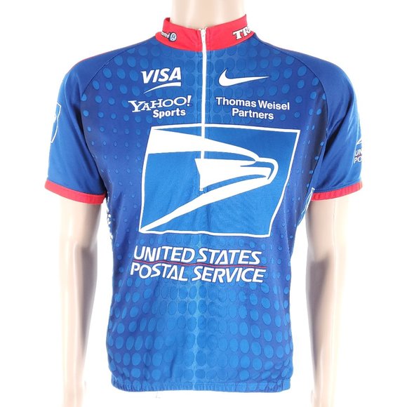 Nike Men Cycling Jersey USPS Post Office Trek VISA Yahoo! Blue Size L - Italy